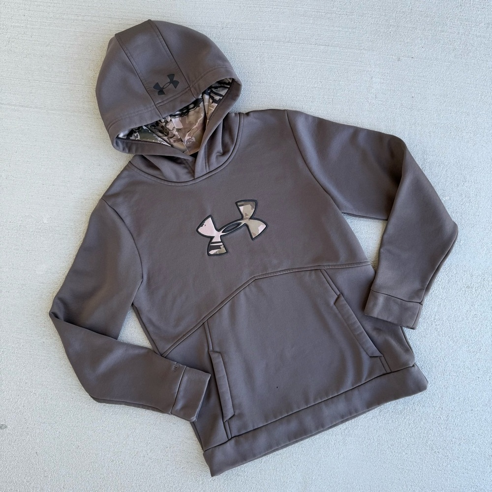 Under Armour Youth Brown Camo Hoodie with Pocket Size Large